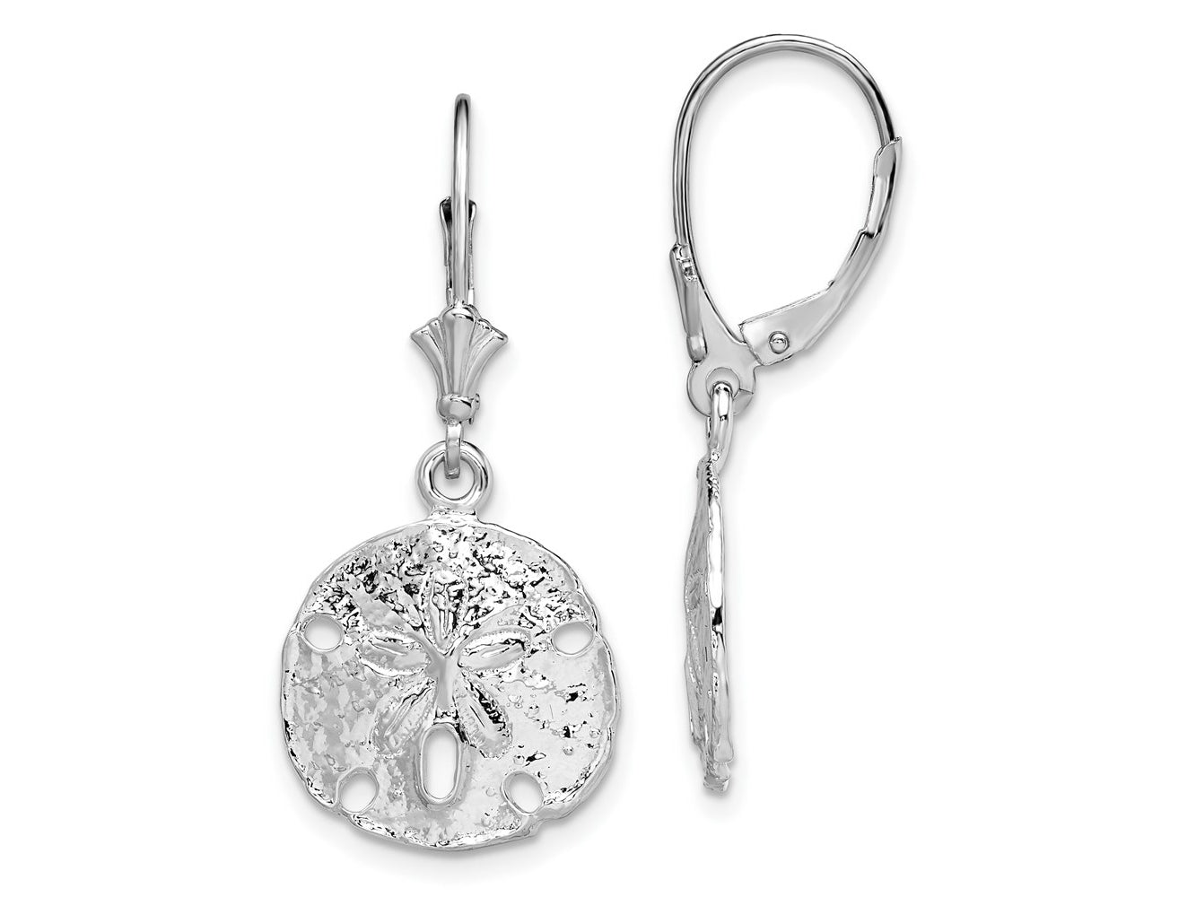 FJC Finejewelers 925 Sterling Silver Dangle Polished Sand Dollar Leverback Earrings 34 mm x 15 mm