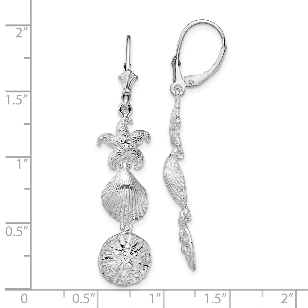 FJC Finejewelers 925 Sterling Silver Dangle Polished Sea Life Leverback Earrings 48 mm x 10 mm