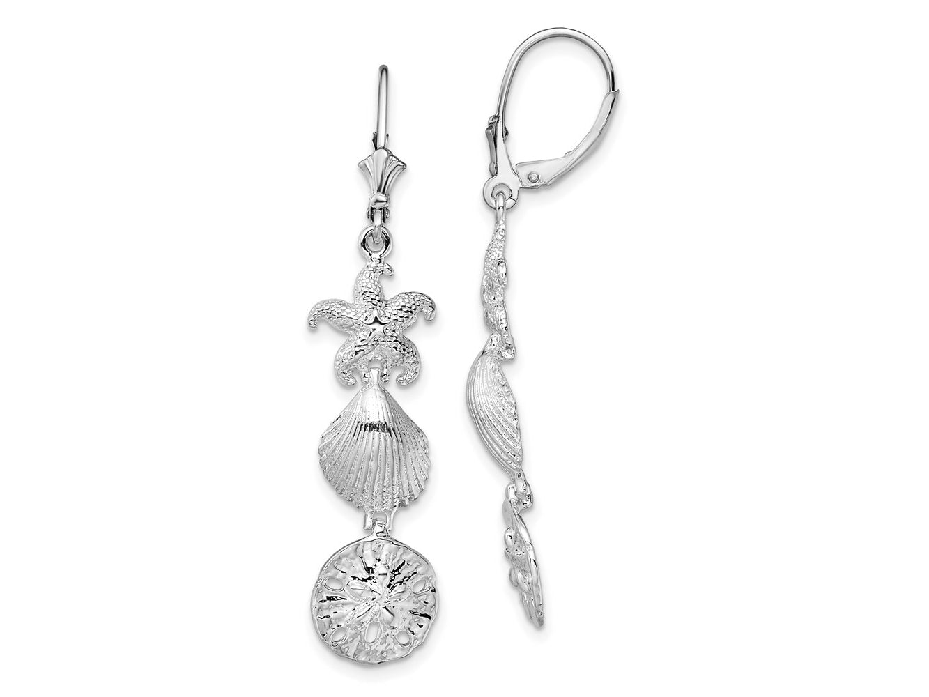 FJC Finejewelers 925 Sterling Silver Dangle Polished Sea Life Leverback Earrings 48 mm x 10 mm