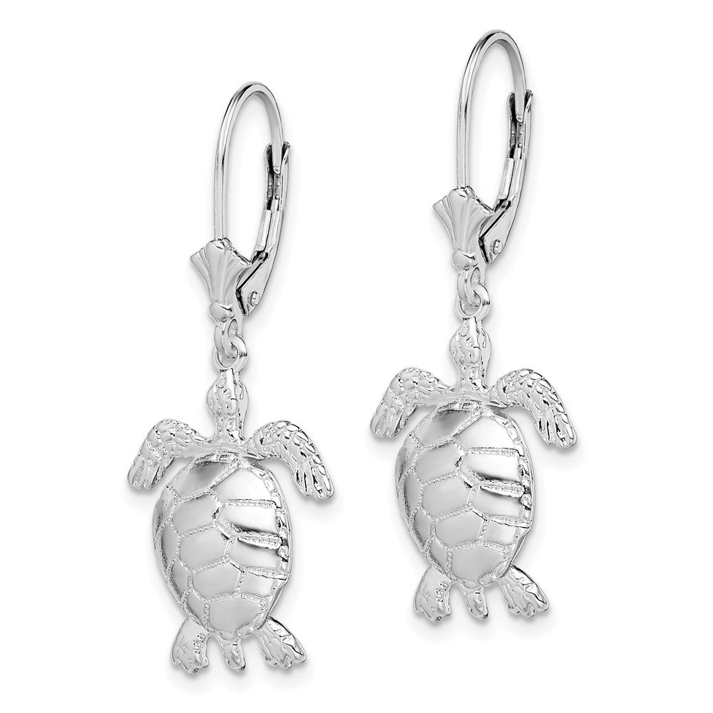 FJC Finejewelers 925 Sterling Silver Dangle Polished 3D Moveable Turtle Leverback Earrings 37 mm x 14 mm