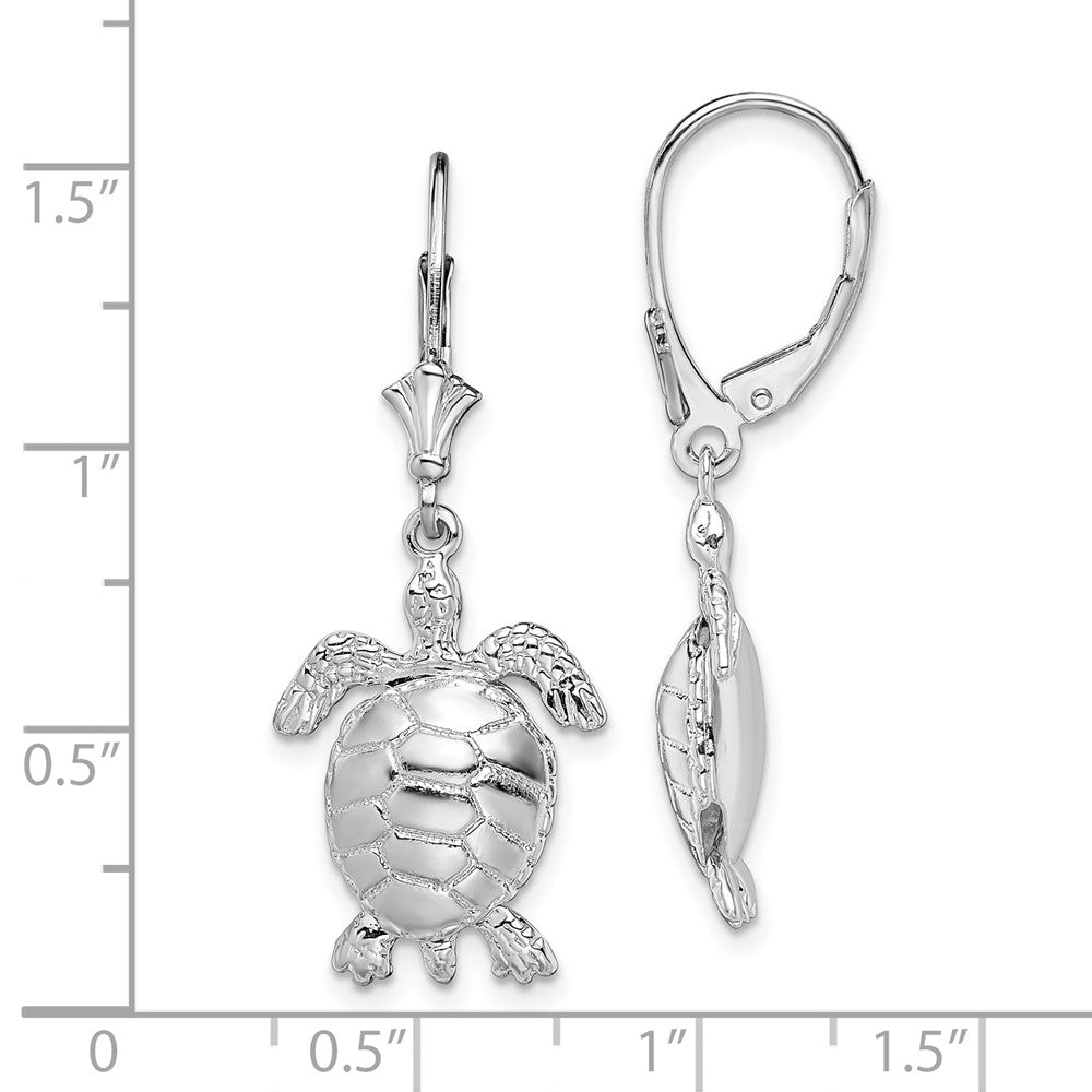 FJC Finejewelers 925 Sterling Silver Dangle Polished 3D Moveable Turtle Leverback Earrings 37 mm x 14 mm