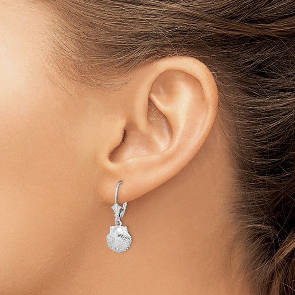 FJC Finejewelers 925 Sterling Silver Dangle Polished Shell Leverback Earrings 27 mm x 10 mm