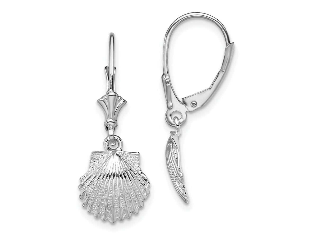 FJC Finejewelers 925 Sterling Silver Dangle Polished Shell Leverback Earrings 27 mm x 10 mm