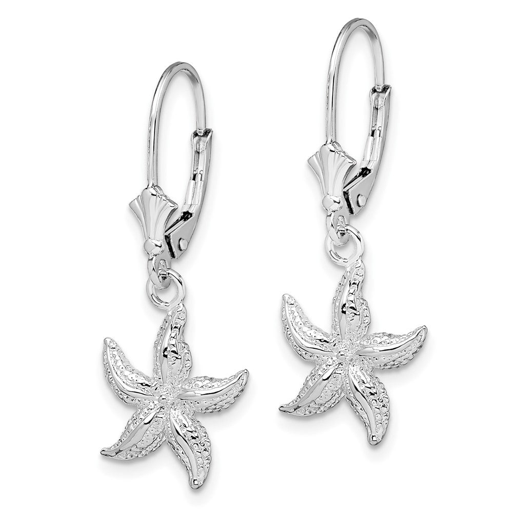 FJC Finejewelers 925 Sterling Silver Dangle Polished Starfish Leverback Earrings 33 mm x 13 mm