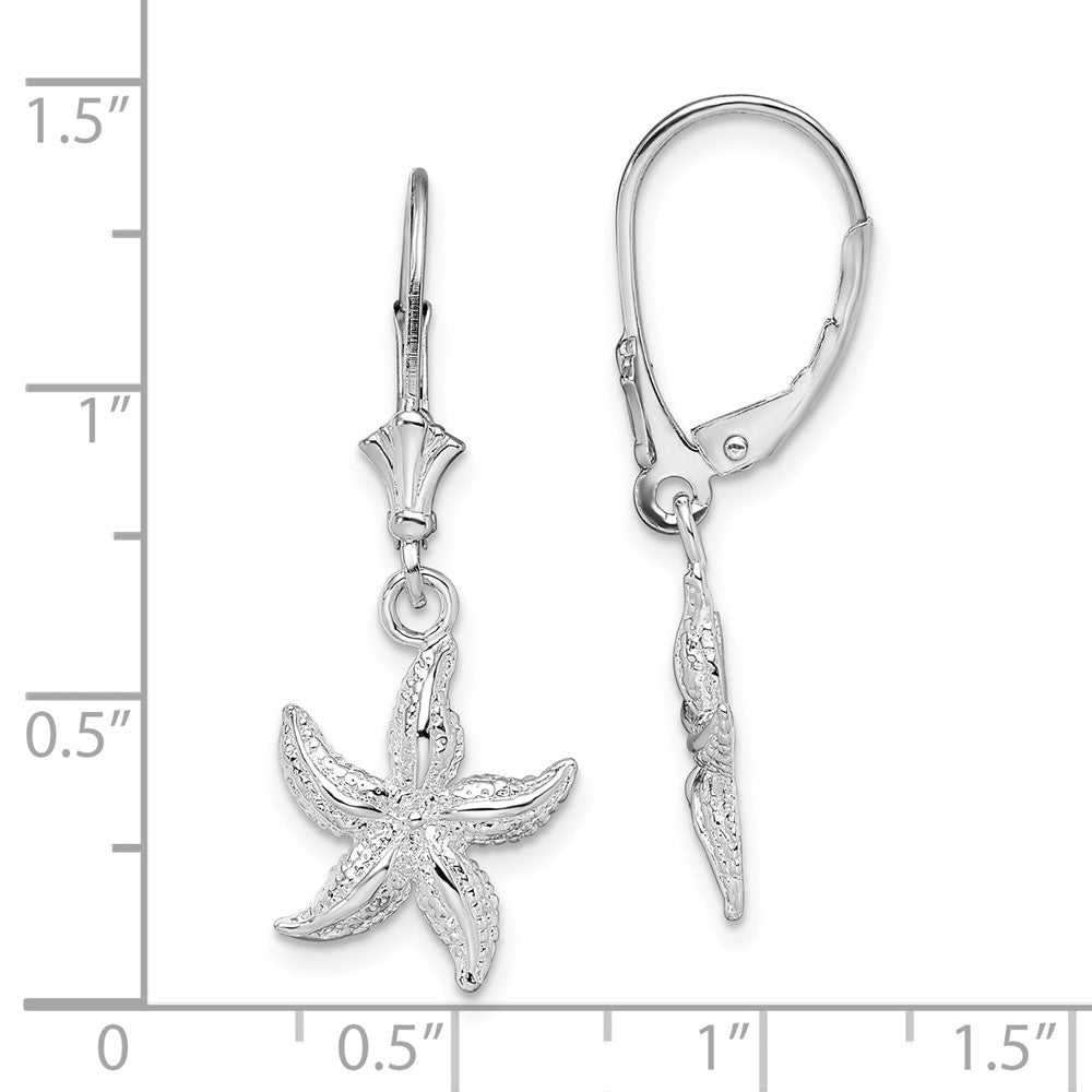 FJC Finejewelers 925 Sterling Silver Dangle Polished Starfish Leverback Earrings 33 mm x 13 mm