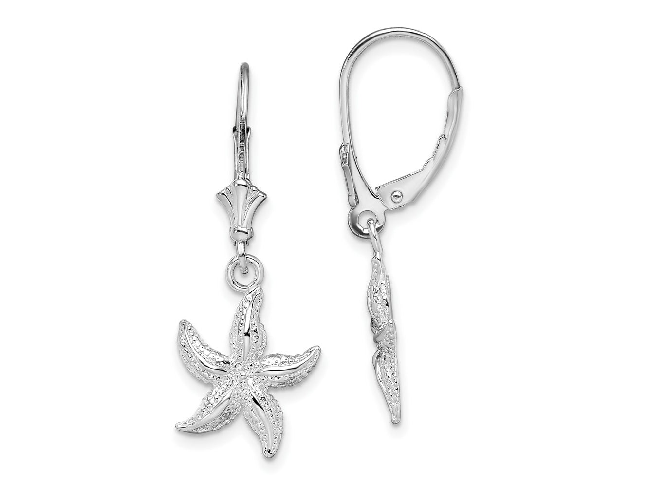FJC Finejewelers 925 Sterling Silver Dangle Polished Starfish Leverback Earrings 33 mm x 13 mm