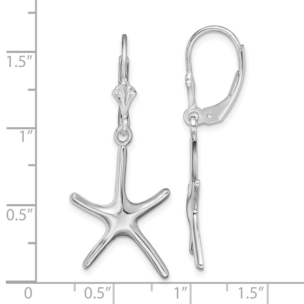FJC Finejewelers 925 Sterling Silver Dangle Polished Starfish Leverback Earrings 39 mm x 16 mm