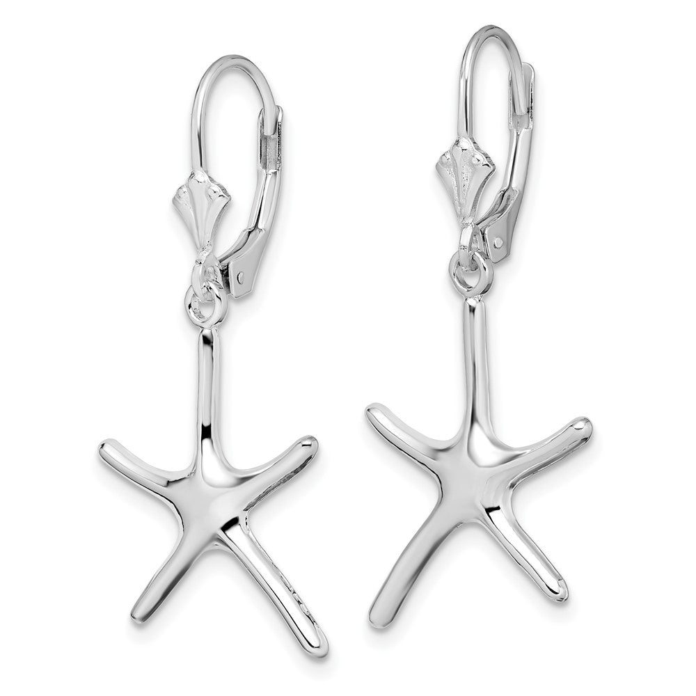 FJC Finejewelers 925 Sterling Silver Dangle Polished Starfish Leverback Earrings 39 mm x 16 mm