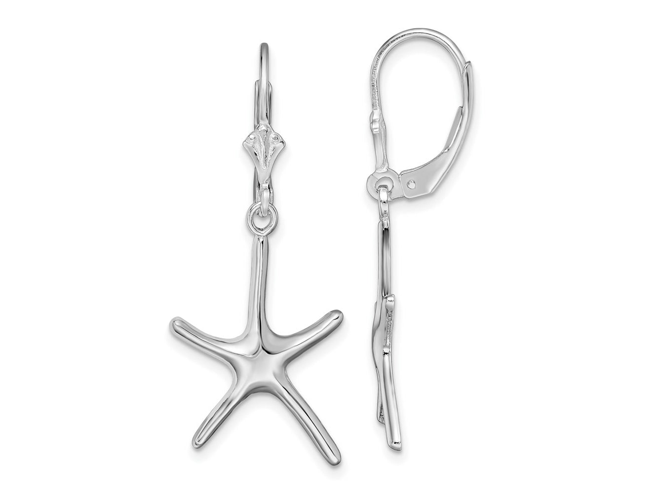 FJC Finejewelers 925 Sterling Silver Dangle Polished Starfish Leverback Earrings 39 mm x 16 mm