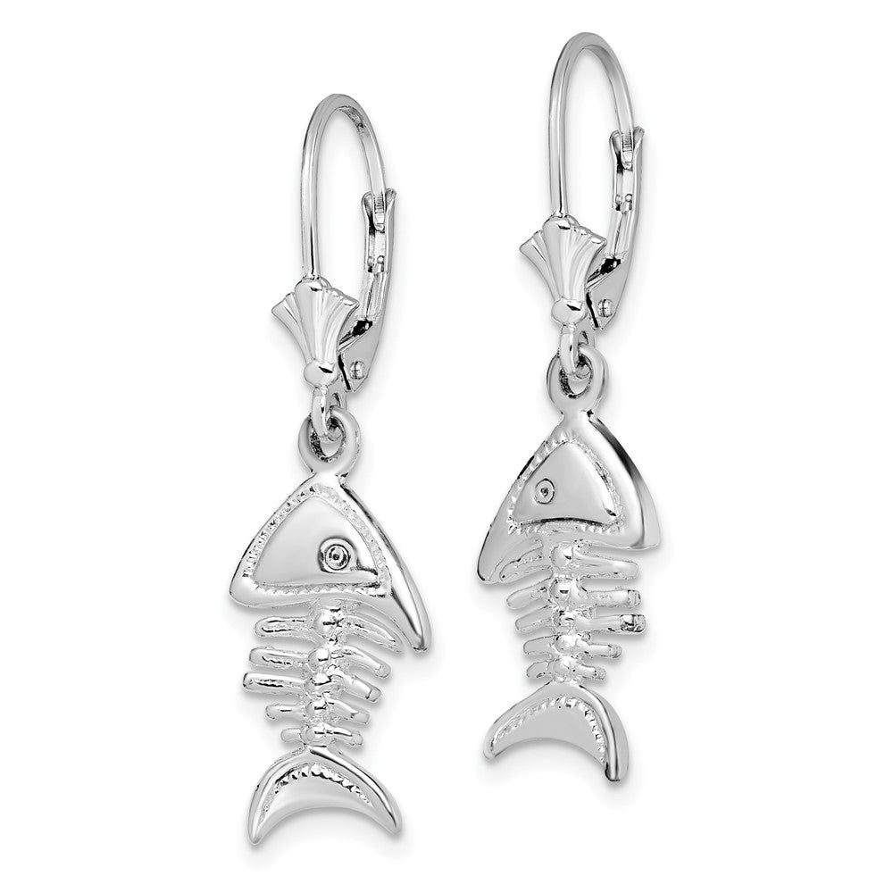 FJC Finejewelers 925 Sterling Silver Dangle Polished 3D Fishbone Leverback Earrings 37 mm x 10 mm