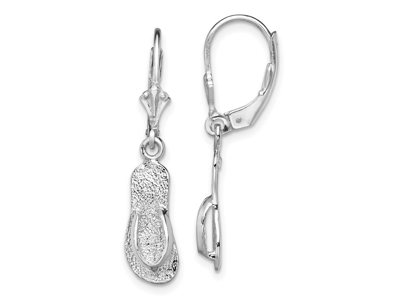 FJC Finejewelers 925 Sterling Silver Dangle Polished Large Flip-flop Leverback Earrings 31 mm x 6 mm