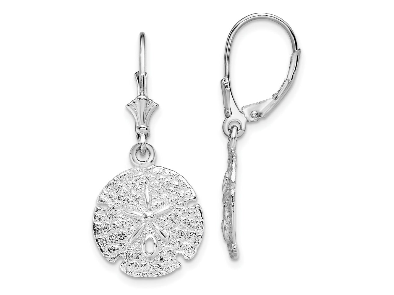 FJC Finejewelers 925 Sterling Silver Dangle Polished Sand Dollar Leverback Earrings 32 mm x 14 mm