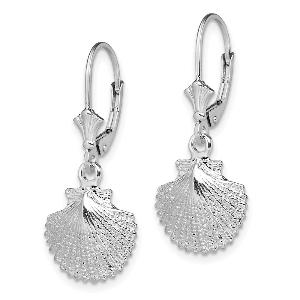FJC Finejewelers 925 Sterling Silver Dangle Polished Scallop Shell Leverback Earrings 30 mm x 12 mm