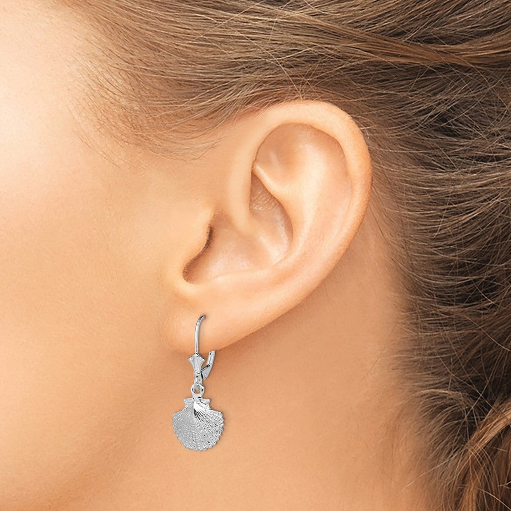 FJC Finejewelers 925 Sterling Silver Dangle Polished Scallop Shell Leverback Earrings 30 mm x 12 mm