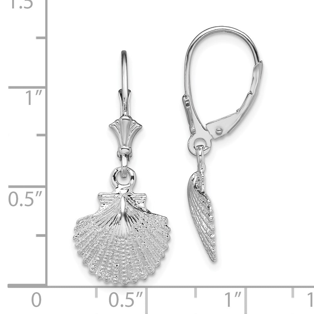 FJC Finejewelers 925 Sterling Silver Dangle Polished Scallop Shell Leverback Earrings 30 mm x 12 mm