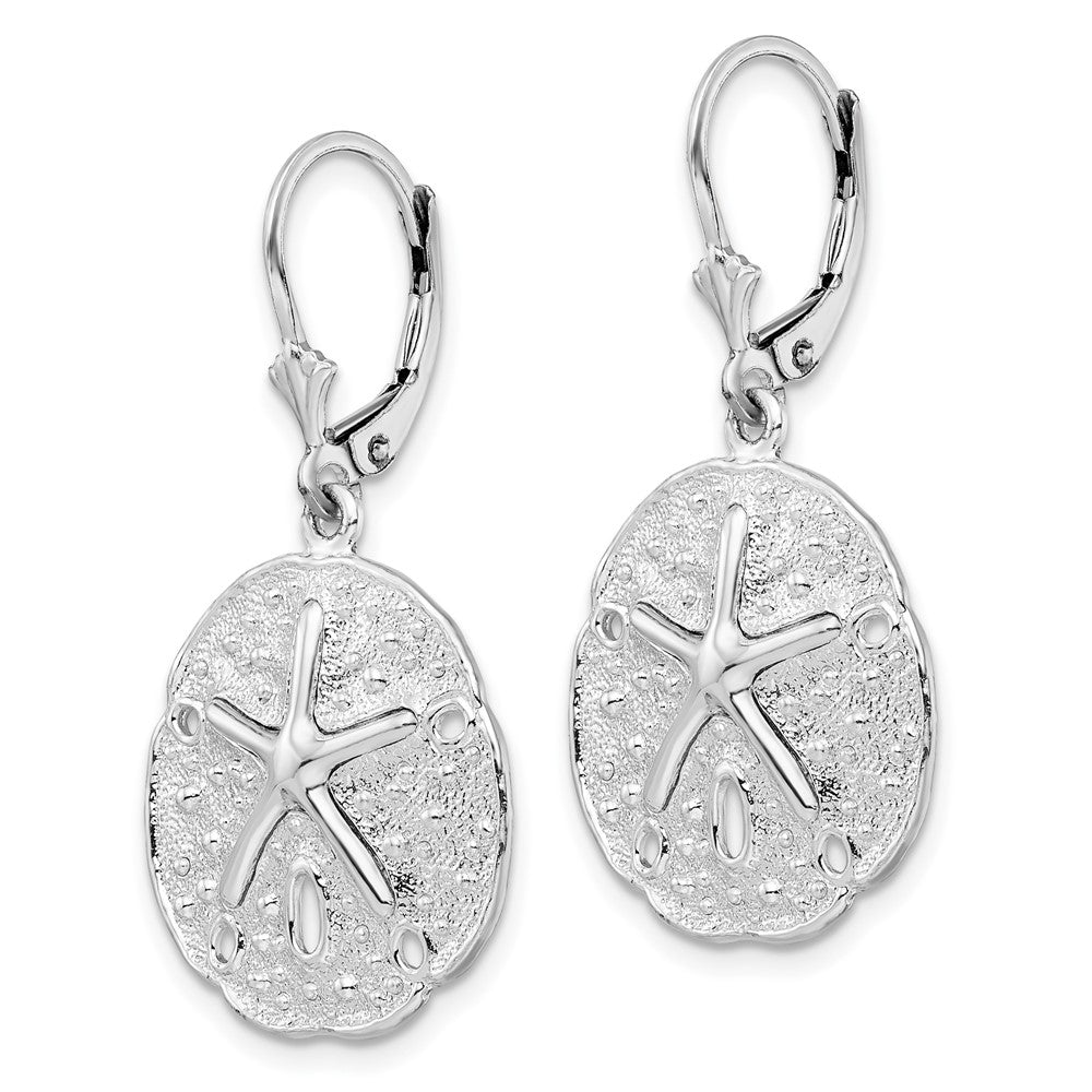 FJC Finejewelers 925 Sterling Silver Dangle Sand Dollar with Starfish Leverback Earrings 38 mm x 20 mm
