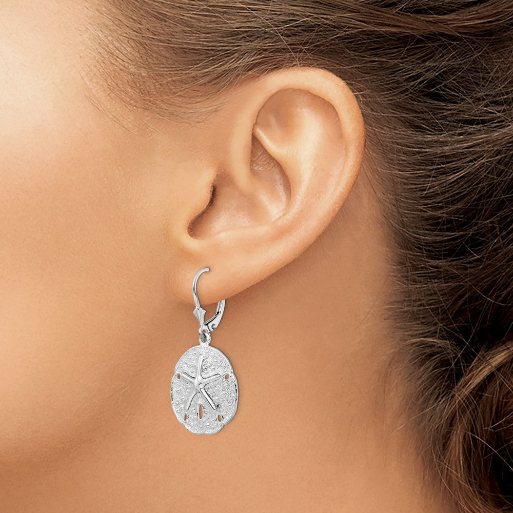 FJC Finejewelers 925 Sterling Silver Dangle Sand Dollar with Starfish Leverback Earrings 38 mm x 20 mm