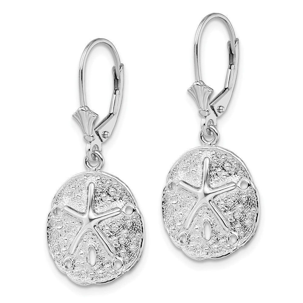 FJC Finejewelers 925 Sterling Silver Dangle Sand Dollar with Starfish Leverback Earrings 33 x 14 mm