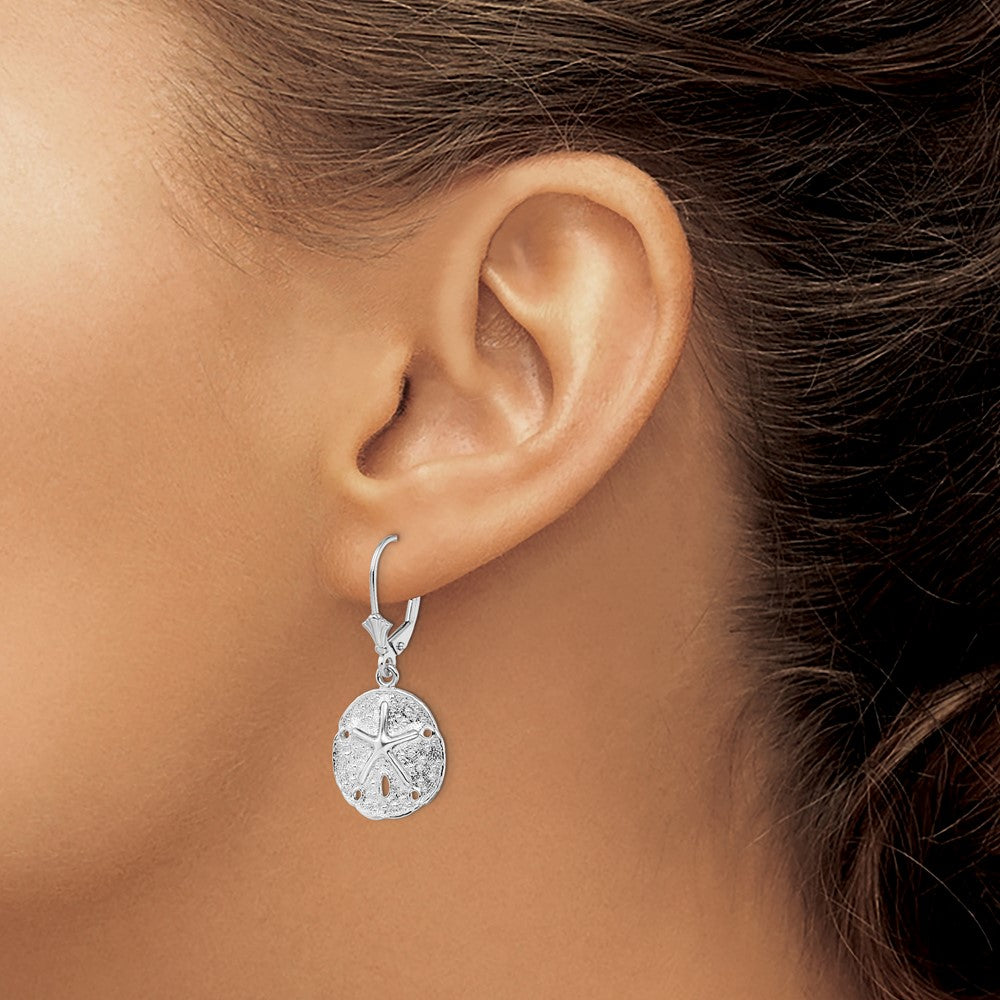 FJC Finejewelers 925 Sterling Silver Dangle Sand Dollar with Starfish Leverback Earrings 33 x 14 mm