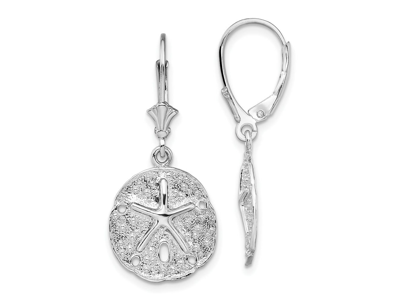 FJC Finejewelers 925 Sterling Silver Dangle Sand Dollar with Starfish Leverback Earrings 33 x 14 mm