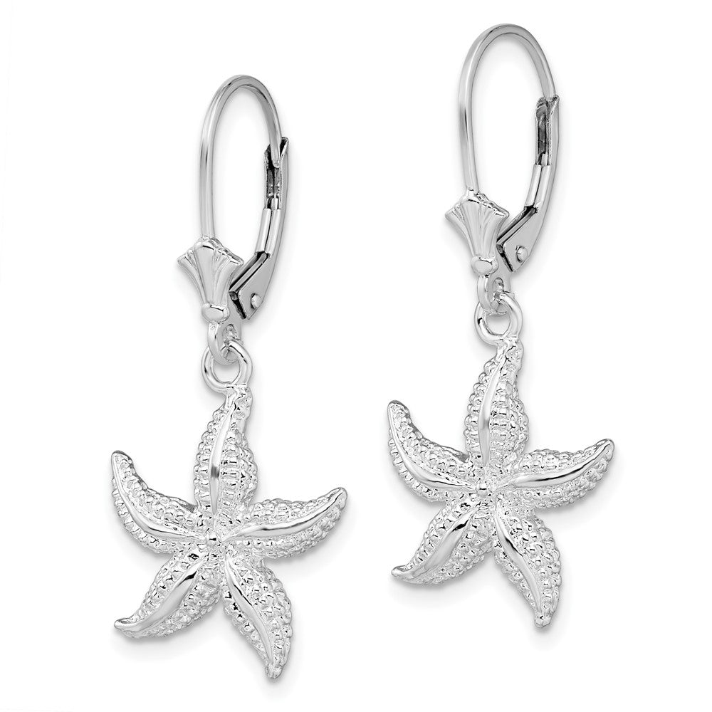 FJC Finejewelers 925 Sterling Silver Dangle Polished Starfish Leverback Earrings 36 mm x 16 mm