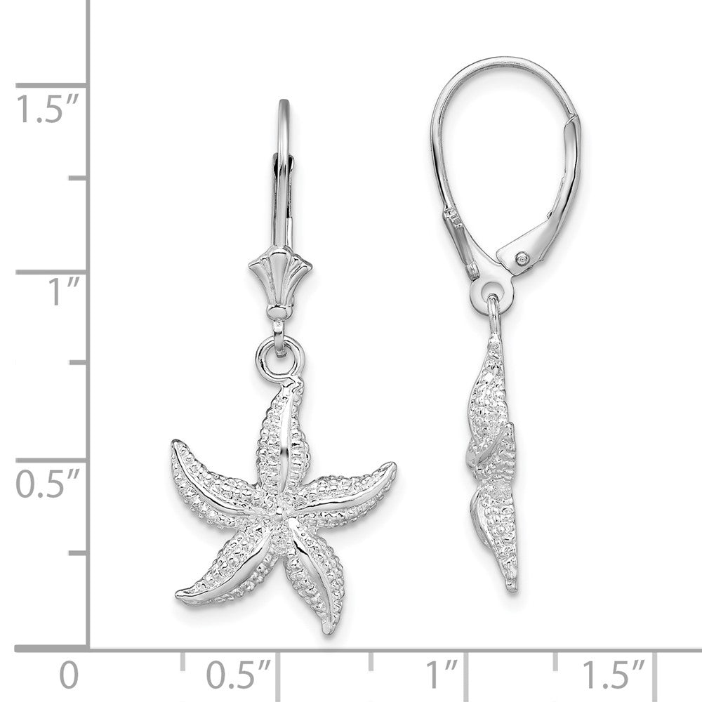 FJC Finejewelers 925 Sterling Silver Dangle Polished Starfish Leverback Earrings 36 mm x 16 mm