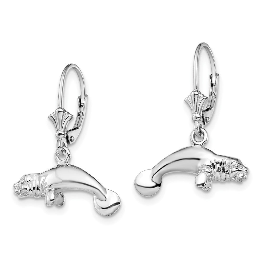 FJC Finejewelers 925 Sterling Silver Dangle Polished 3D Manatee Leverback Earrings 24 mm x 18 mm