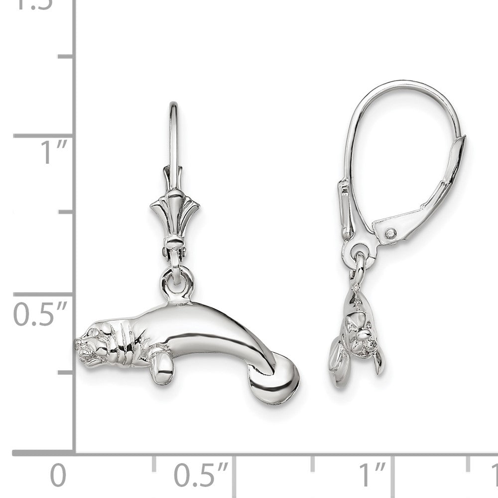 FJC Finejewelers 925 Sterling Silver Dangle Polished 3D Manatee Leverback Earrings 24 mm x 18 mm