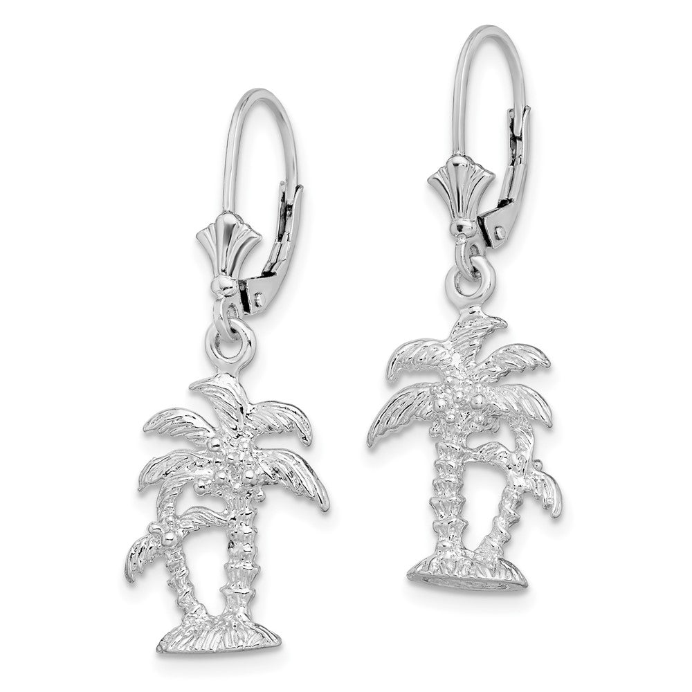 FJC Finejewelers 925 Sterling Silver Dangle Polished Palm Trees Leverback Earrings 34 mm x 13 mm