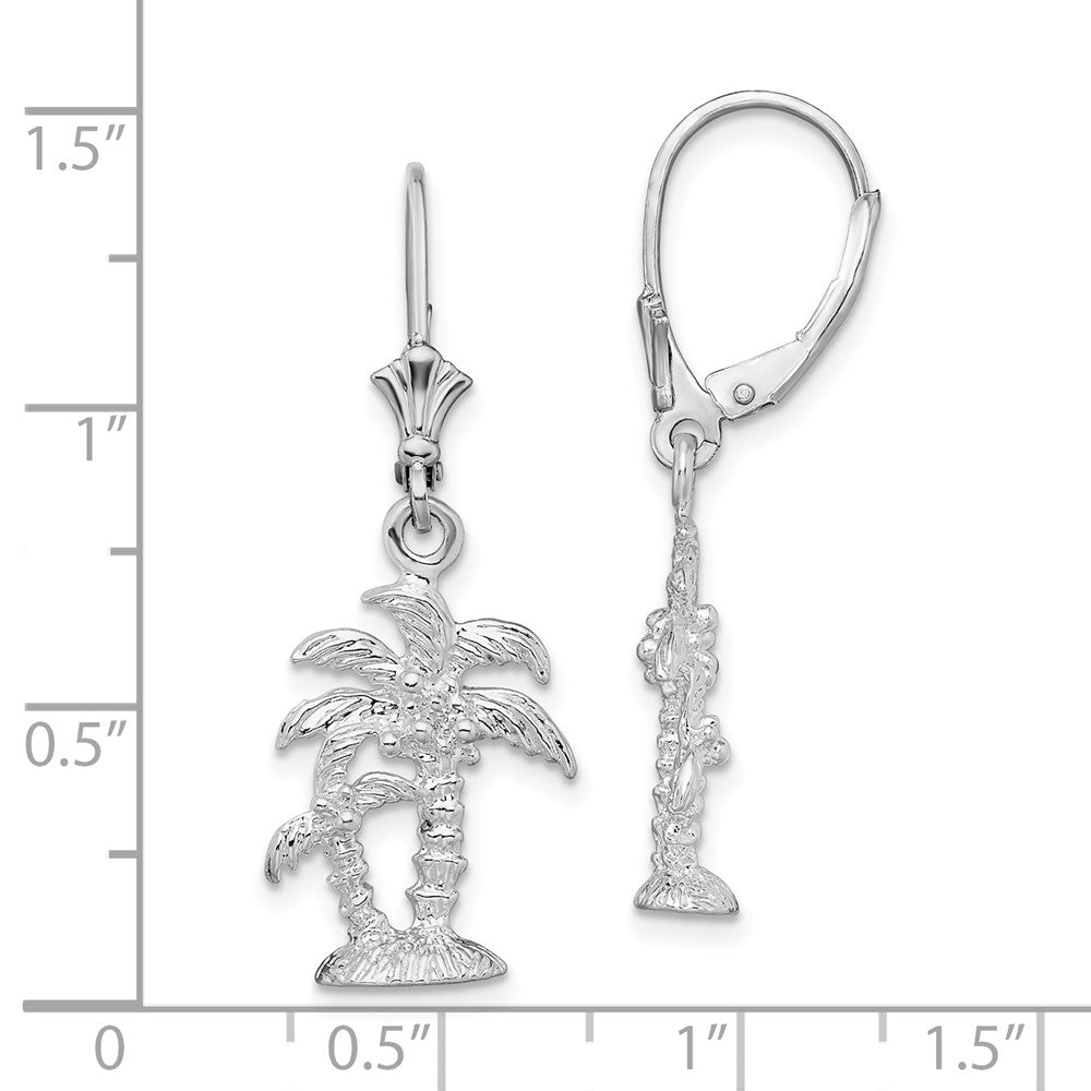 FJC Finejewelers 925 Sterling Silver Dangle Polished Palm Trees Leverback Earrings 34 mm x 13 mm