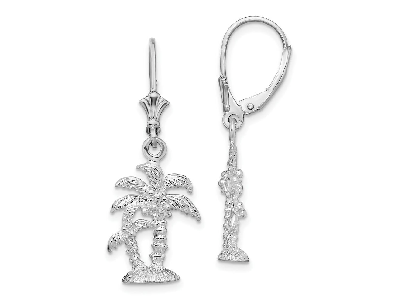 FJC Finejewelers 925 Sterling Silver Dangle Polished Palm Trees Leverback Earrings 34 mm x 13 mm