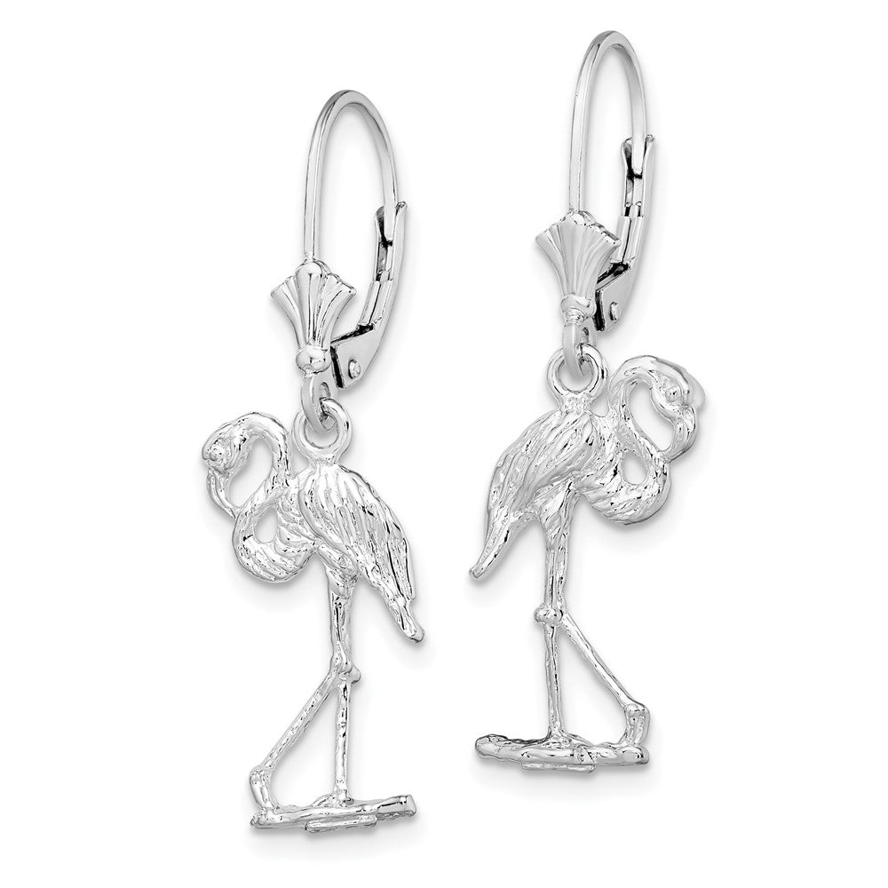 FJC Finejewelers 925 Sterling Silver Dangle Polished Flamingo Leverback Earrings 34 mm x 13 mm