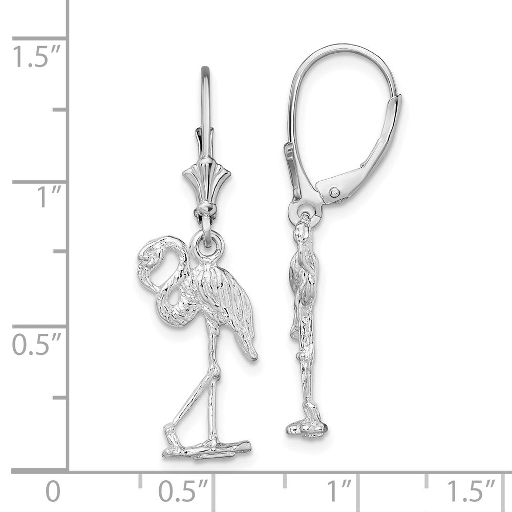 FJC Finejewelers 925 Sterling Silver Dangle Polished Flamingo Leverback Earrings 34 mm x 13 mm