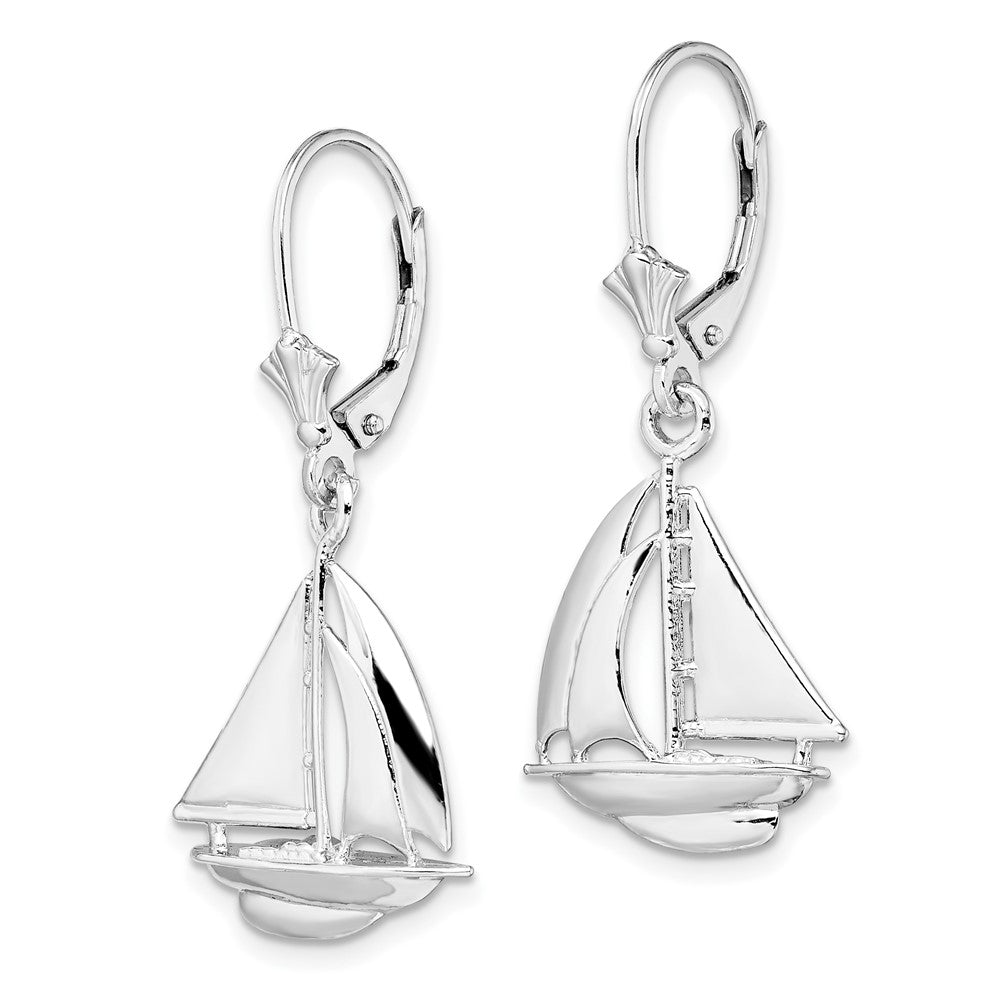 FJC Finejewelers 925 Sterling Silver Dangle Polished Sailboat Leverback Earrings 36 mm x 15 mm