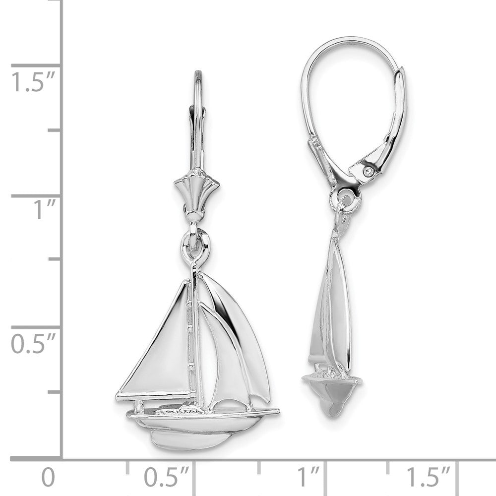 FJC Finejewelers 925 Sterling Silver Dangle Polished Sailboat Leverback Earrings 36 mm x 15 mm
