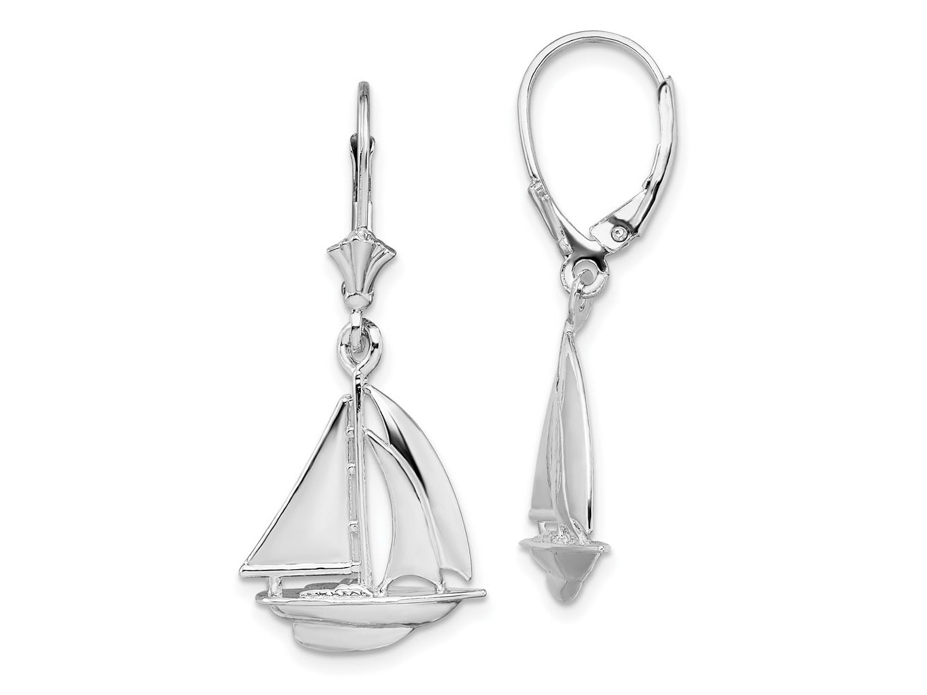 FJC Finejewelers 925 Sterling Silver Dangle Polished Sailboat Leverback Earrings 36 mm x 15 mm