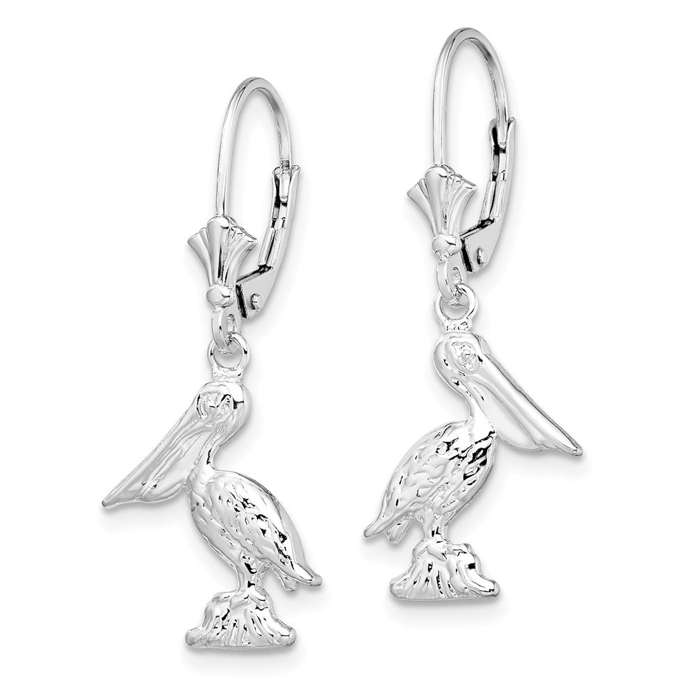 FJC Finejewelers 925 Sterling Silver Dangle Polished 3D Small Pelican Leverback Earrings 32 mm x 13 mm