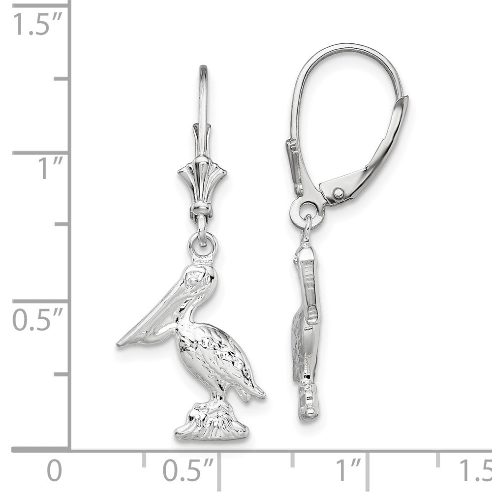 FJC Finejewelers 925 Sterling Silver Dangle Polished 3D Small Pelican Leverback Earrings 32 mm x 13 mm