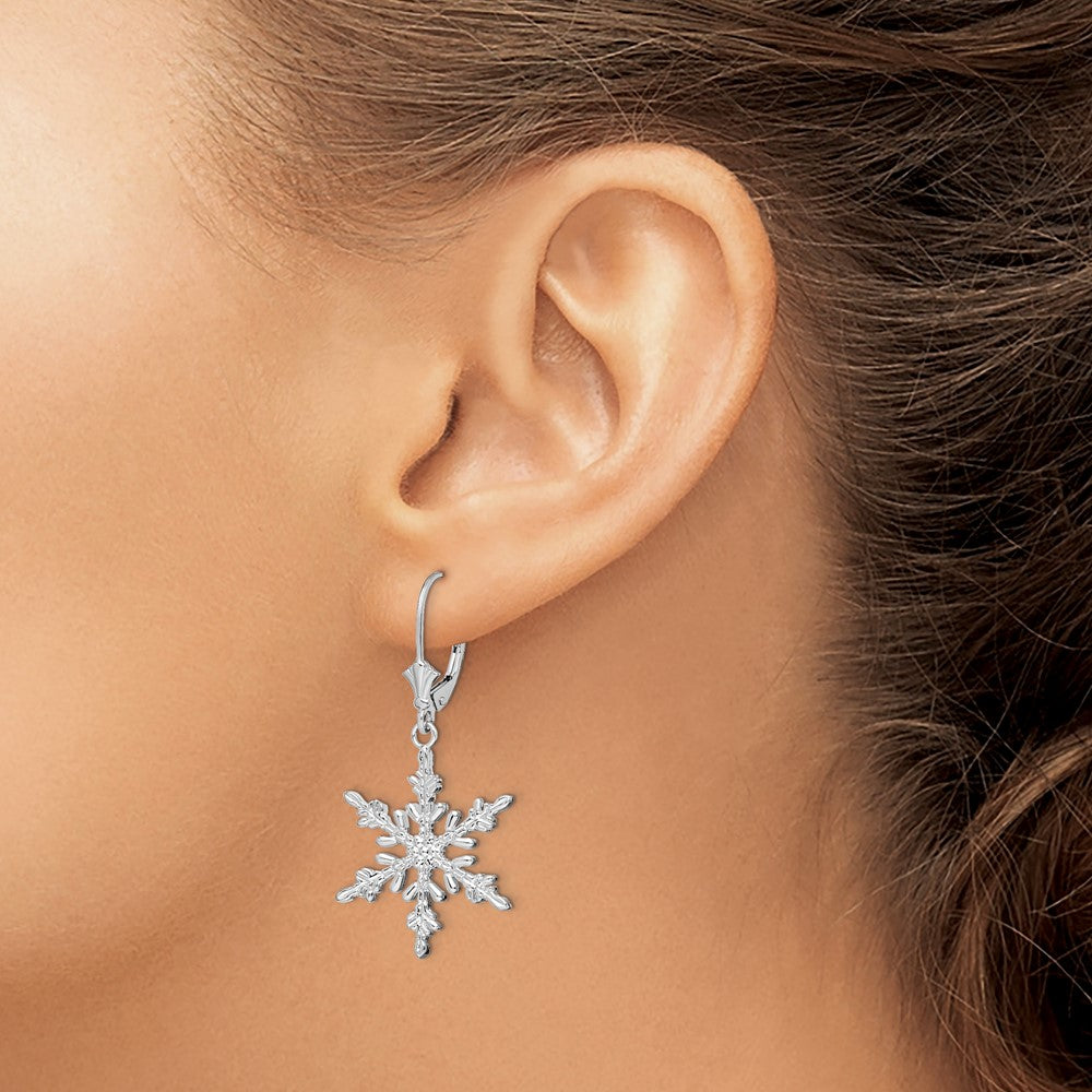 FJC Finejewelers 925 Sterling Silver Dangle Polished Snowflake Leverback Earrings 40 mm