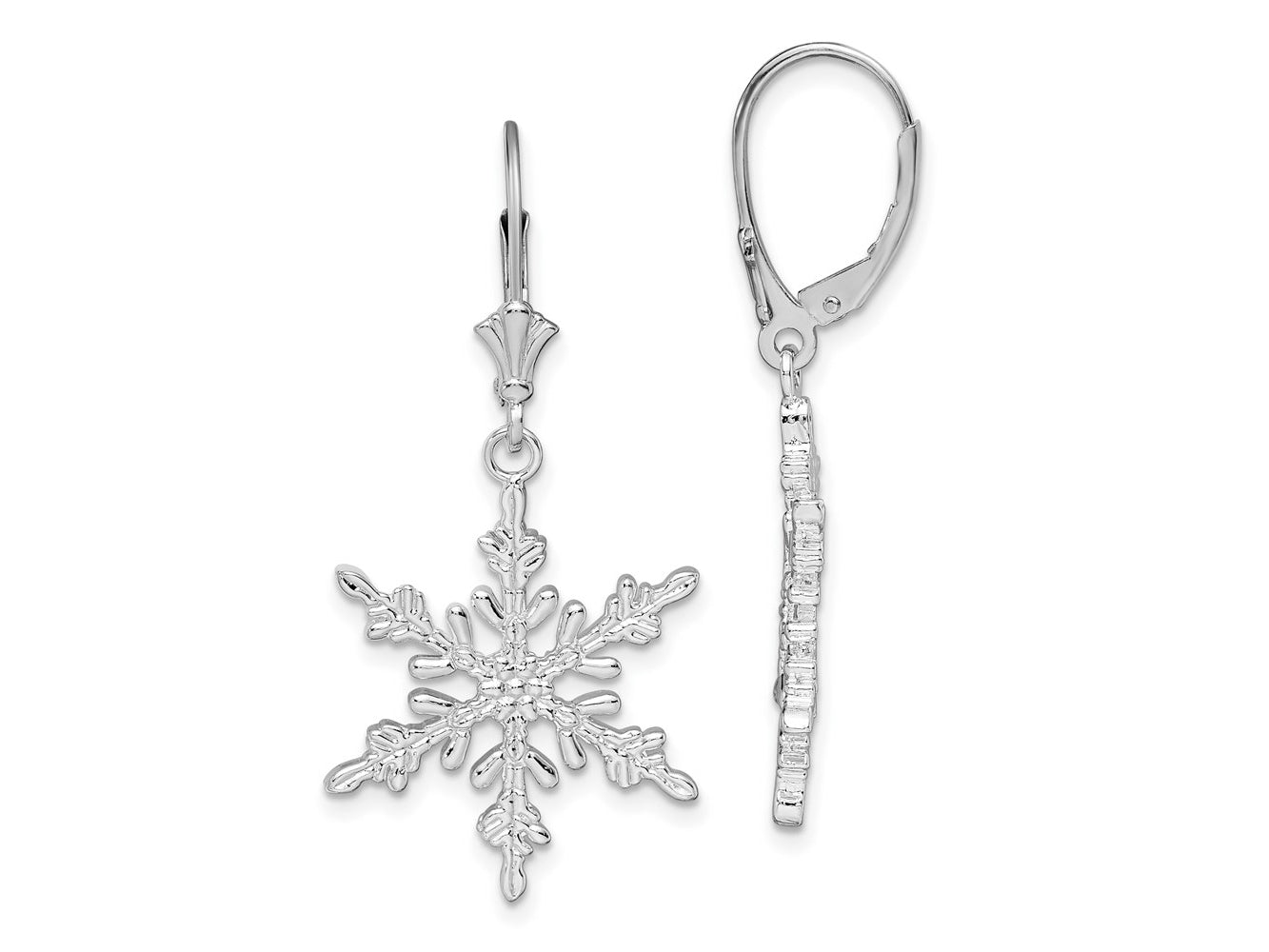 FJC Finejewelers 925 Sterling Silver Dangle Polished Snowflake Leverback Earrings 40 mm