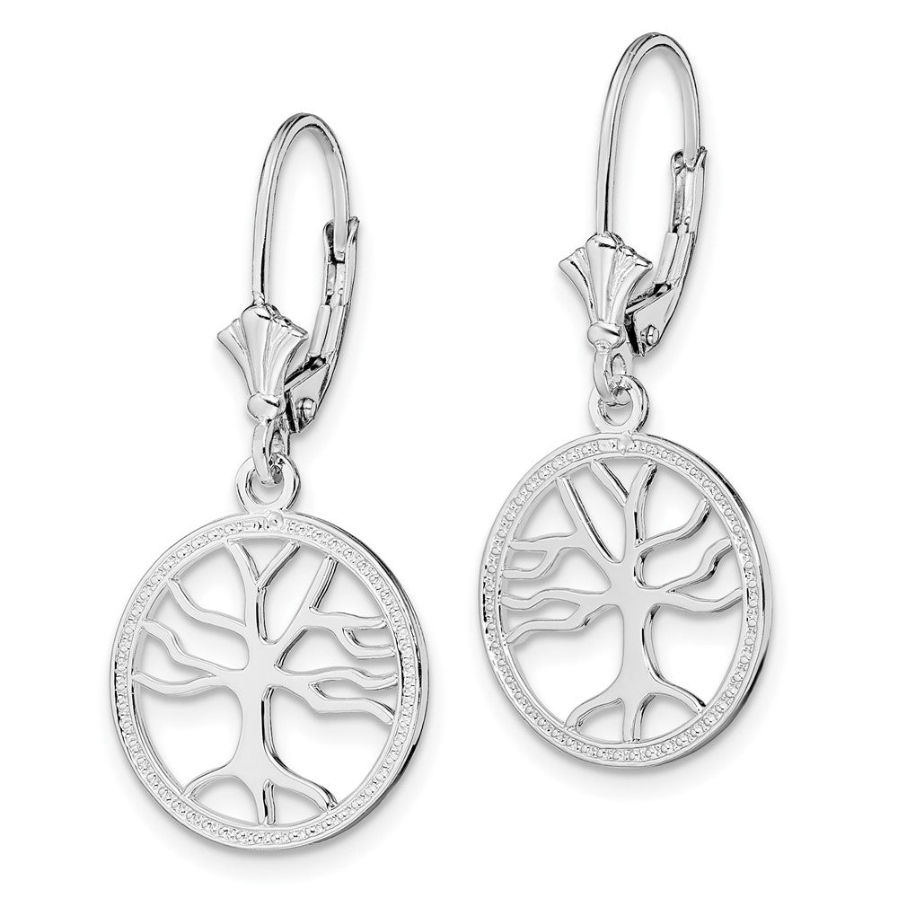 FJC Finejewelers 925 Sterling Silver Dangle Polished Tree of Life in Circle Leverback Earrings 32 x 15 mm