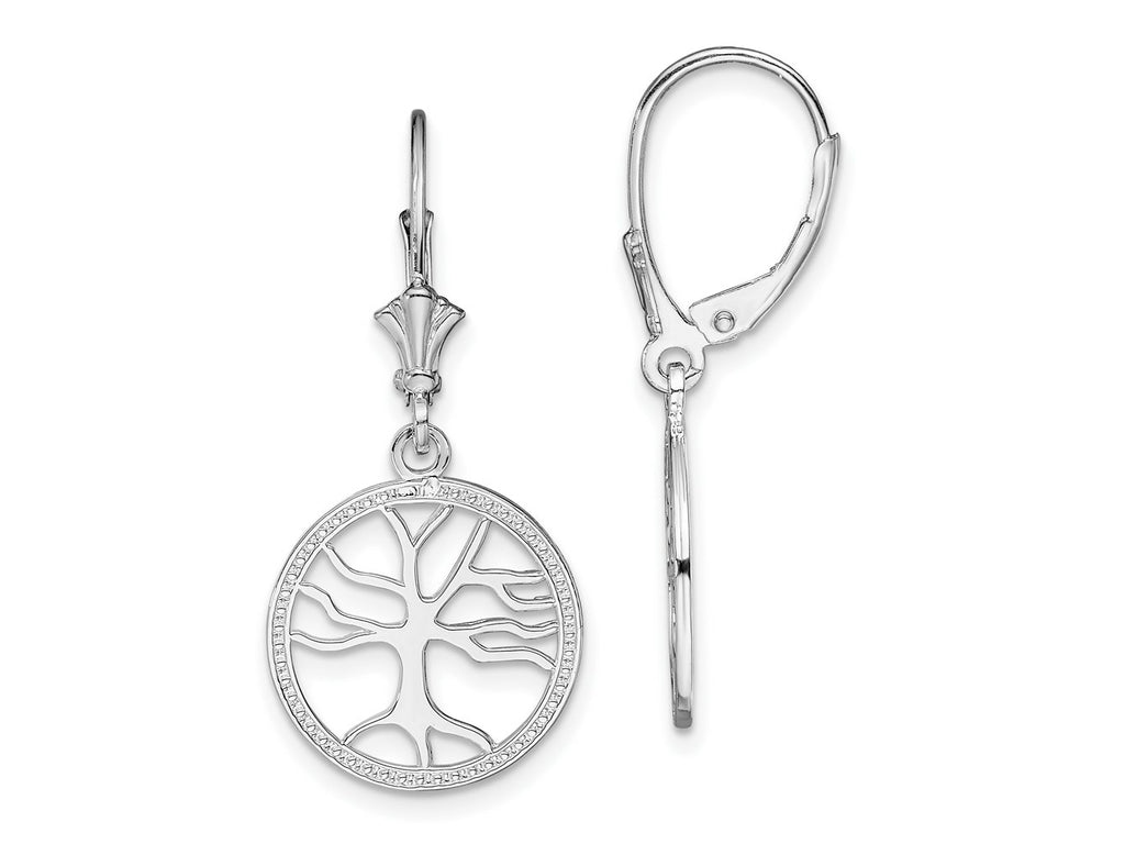 FJC Finejewelers 925 Sterling Silver Dangle Polished Tree of Life in Circle Leverback Earrings 32 x 15 mm