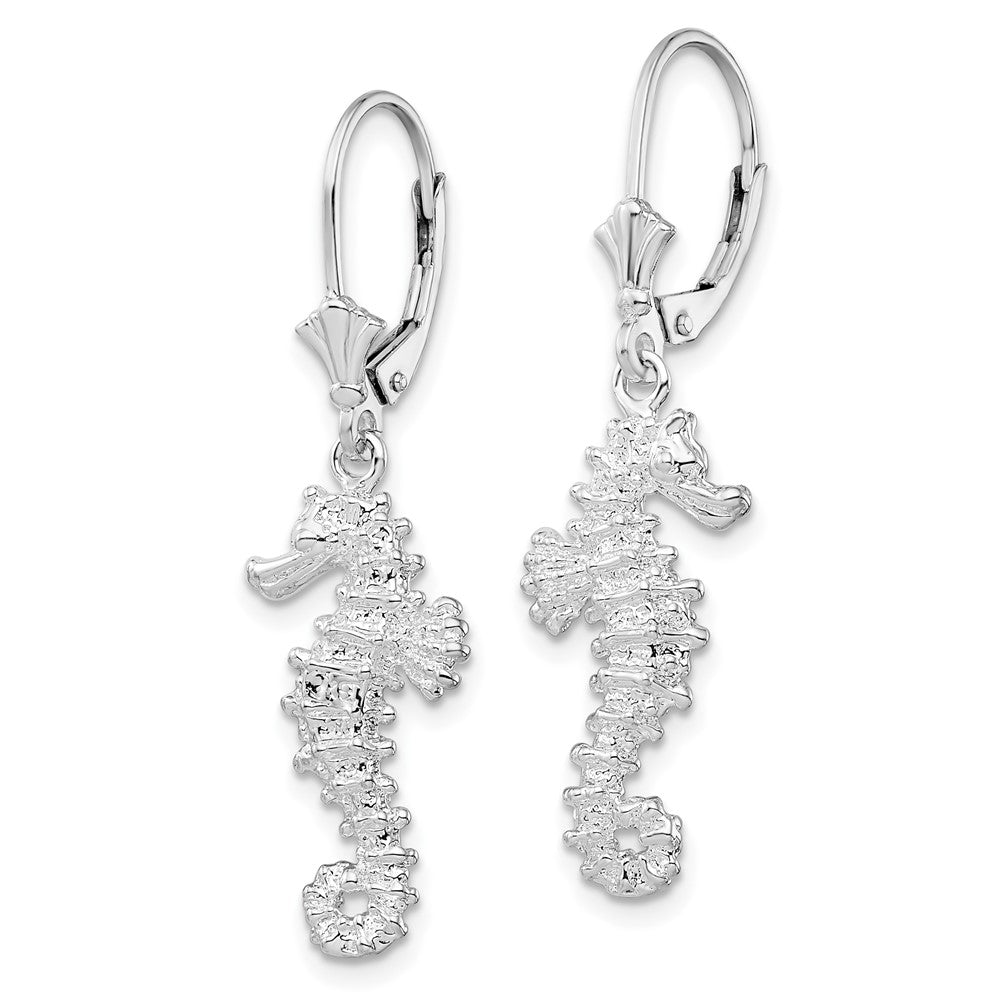 FJC Finejewelers 925 Sterling Silver Dangle Polished 3D Seahorse Leverback Earrings 40 x 12 mm