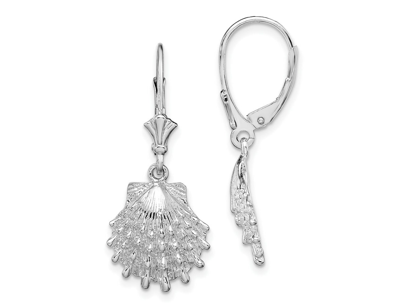 FJC Finejewelers 925 Sterling Silver Dangle Polished Lions Paw Shell Leverback Earrings 32 mm x 13 mm