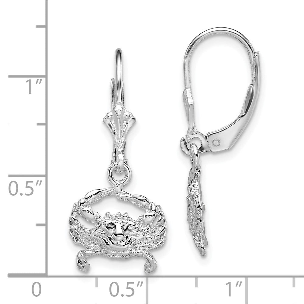 FJC Finejewelers 925 Sterling Silver Dangle Polished Blue Crab Leverback Earrings 29 x 12 mm