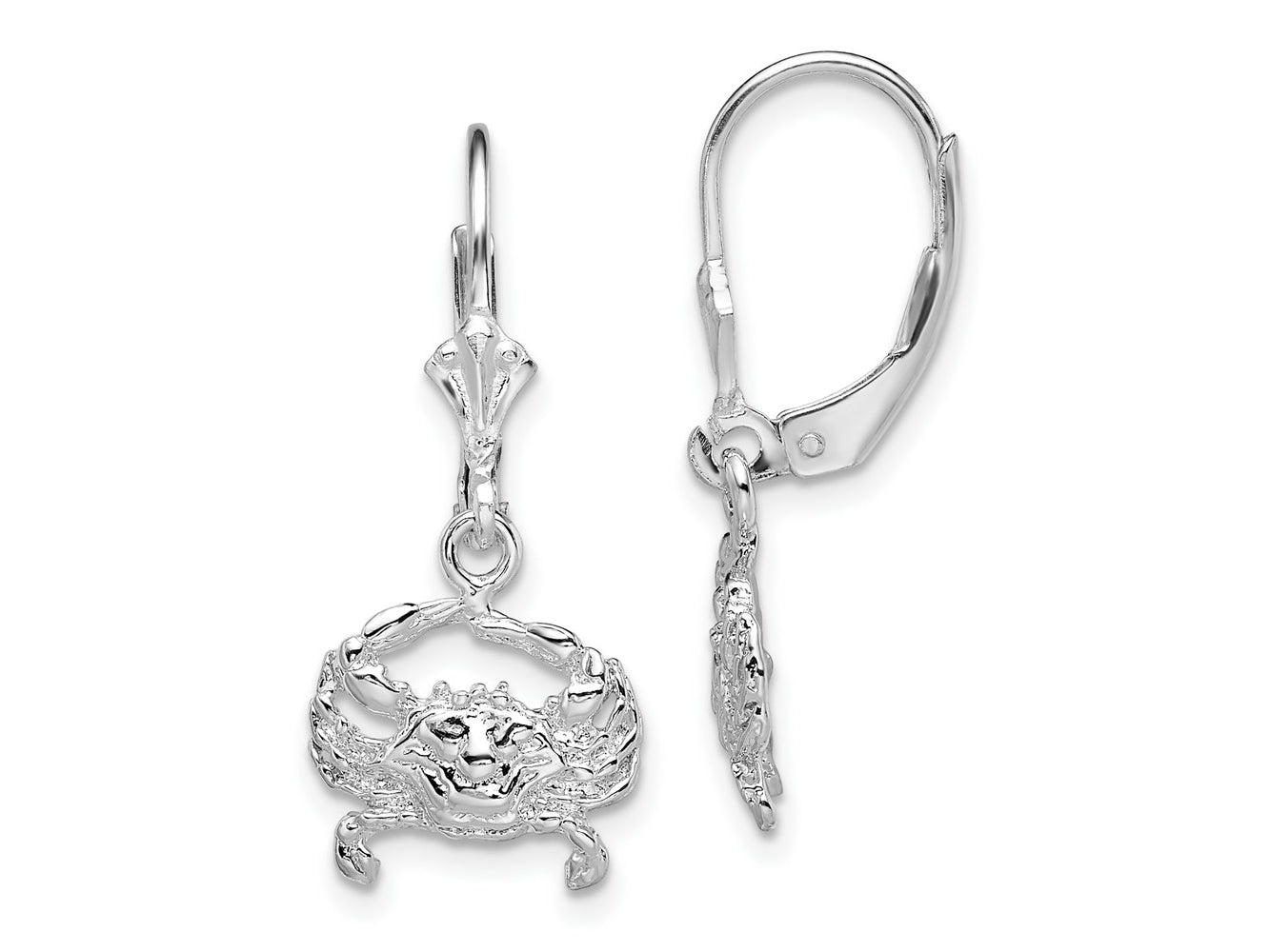 FJC Finejewelers 925 Sterling Silver Dangle Polished Blue Crab Leverback Earrings 29 x 12 mm