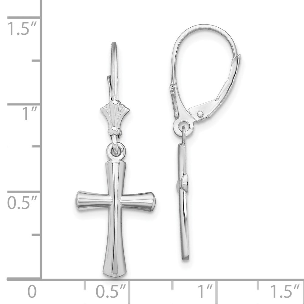 FJC Finejewelers 925 Sterling Silver Dangle Polished Beveled Latin Cross Leverback Earrings 34 mm