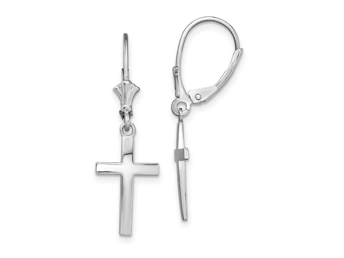 FJC Finejewelers 925 Sterling Silver Dangle Polished Latin Cross Leverback Earrings 32 mm