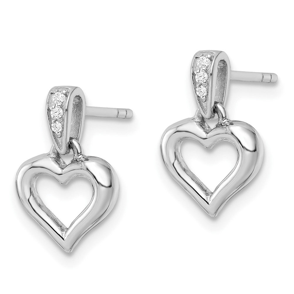 FJC Finejewelers 925 Sterling Silver Polished CZ Heart Post Dangle Earrings 14 mm x 9 mm