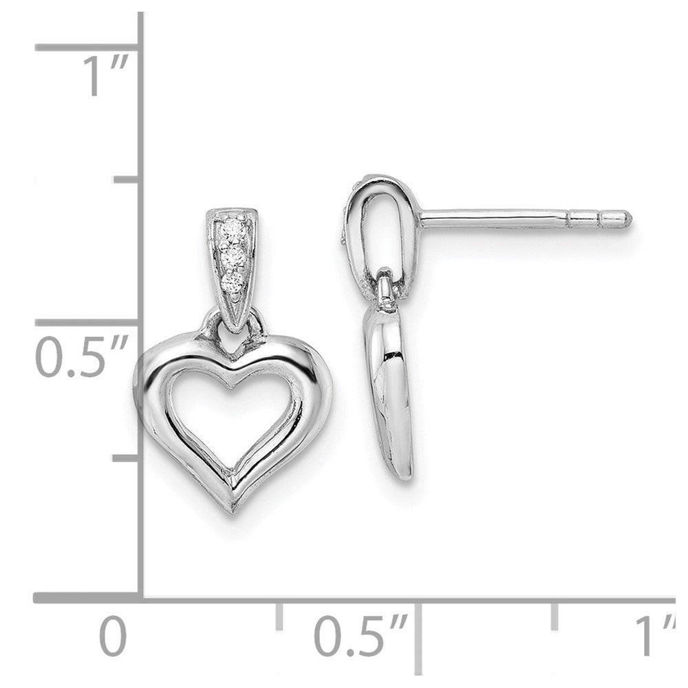 FJC Finejewelers 925 Sterling Silver Polished CZ Heart Post Dangle Earrings 14 mm x 9 mm